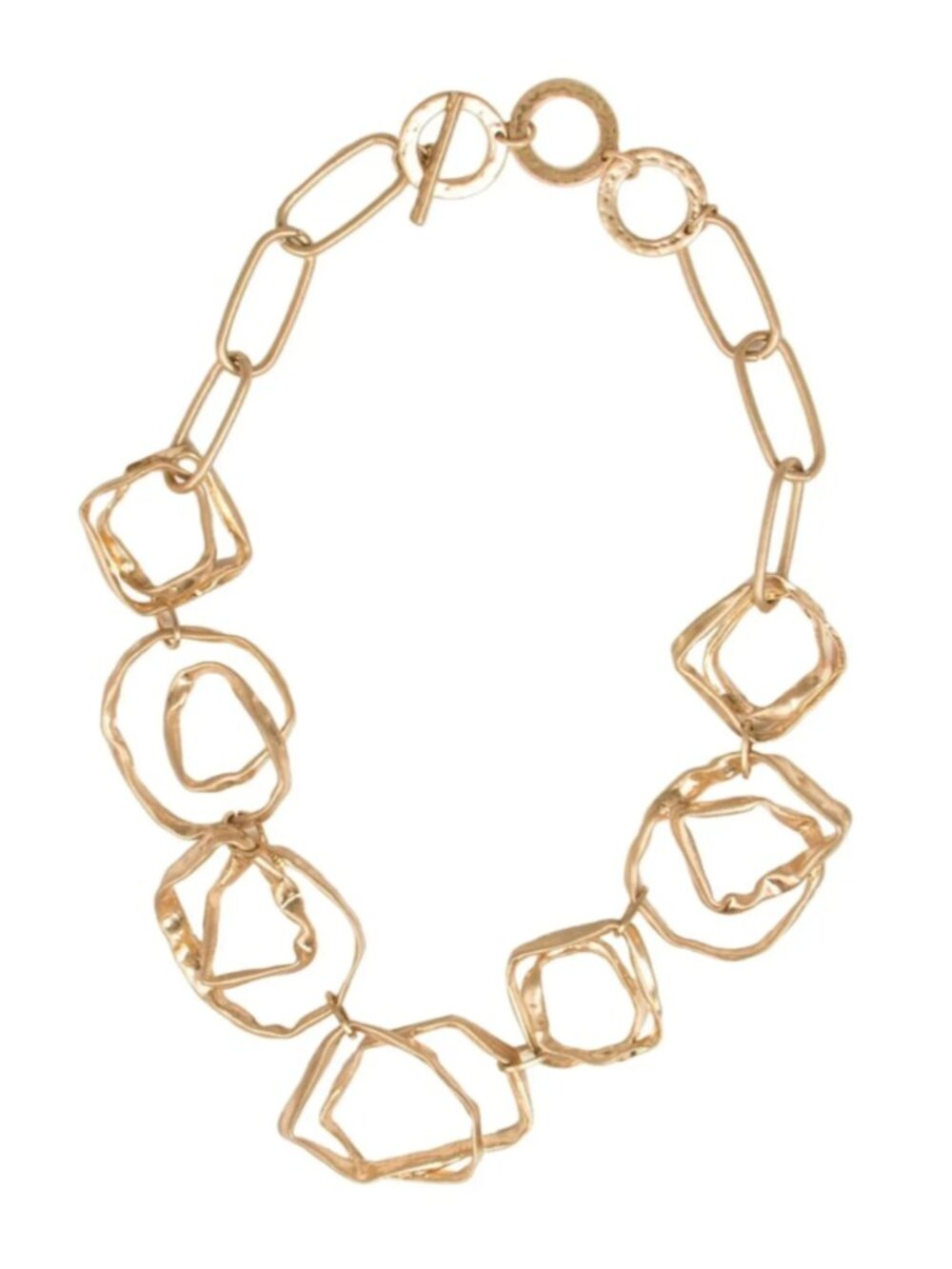 Gold Tone Statement Necklace by Saachi Hand Hewn Wearable Art Sculptural Boho